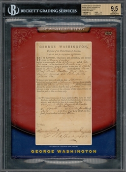 1792 George Washington Signed & Encapsulated 4 x 7 Document (PSA/DNA & Beckett GEM MT 9.5)